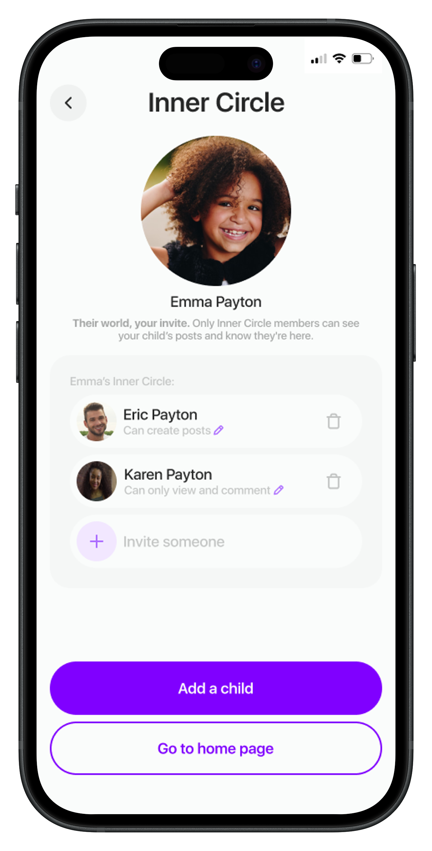 You control your child's Inner Circle