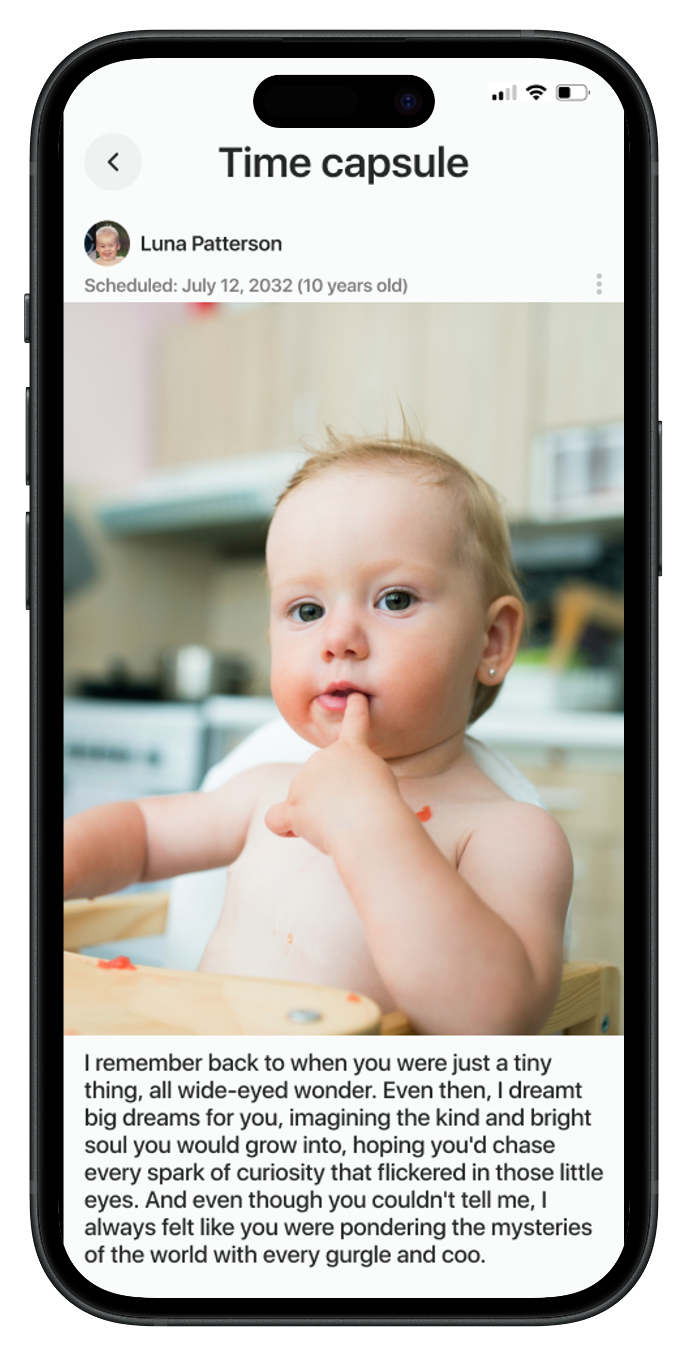 Time capsule posts are shown after scheduled dates